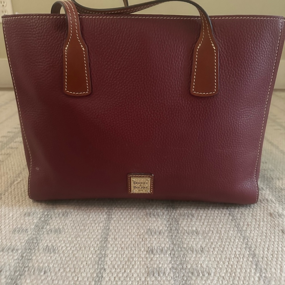 Dooney & Burke pebble leather  cranberry tote w leather straps